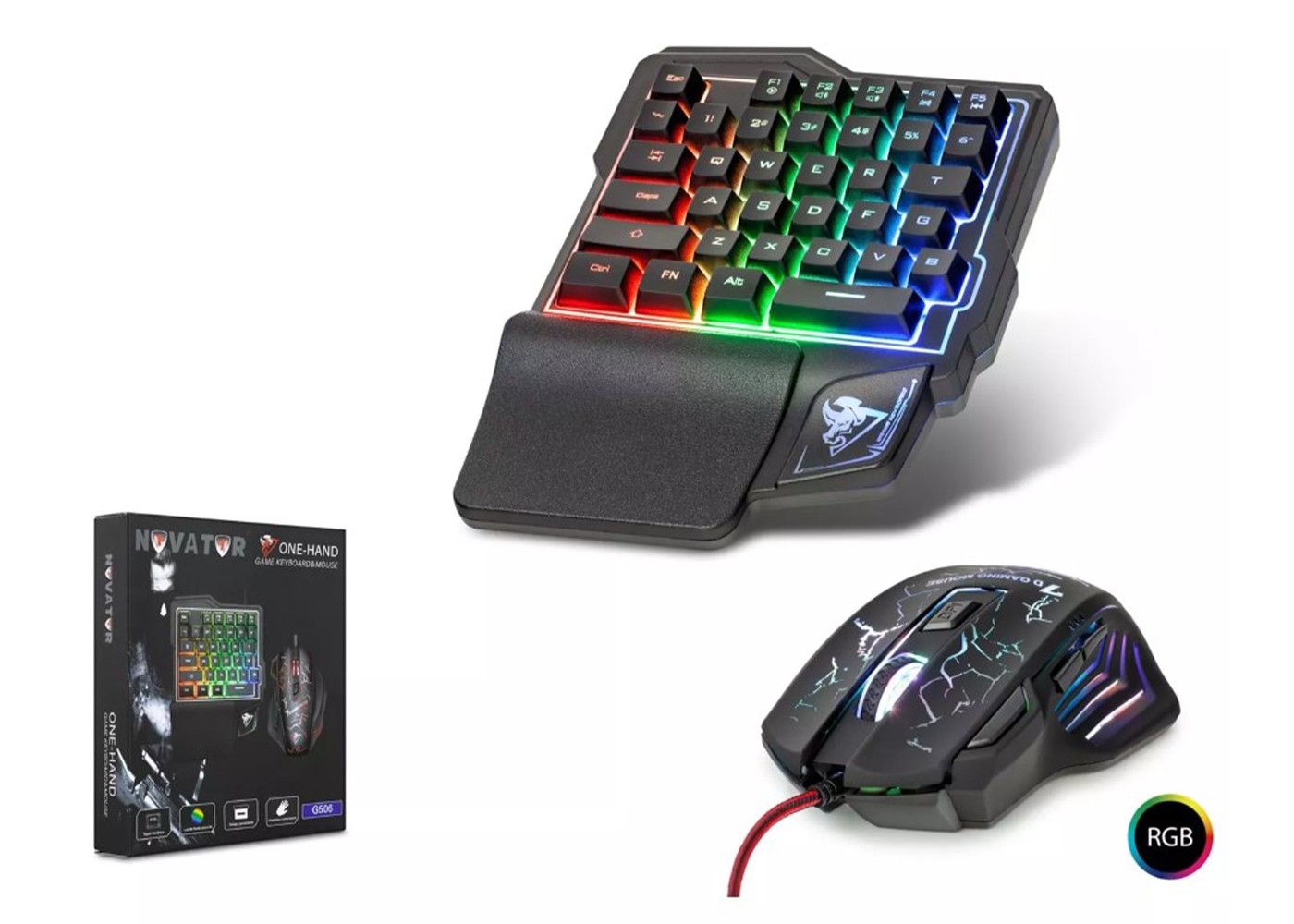 NOVATOR G506 Ledli Oyuncu Klavye & 7 Tuşlu 5000DPI Mouse Set